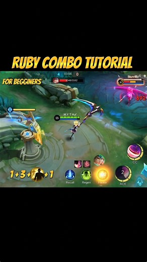 RUBY COMBO TUTORIAL ✅#mobalegends5v5 #moba5v5pippin #moba5v5english #ruby #shorts #viral