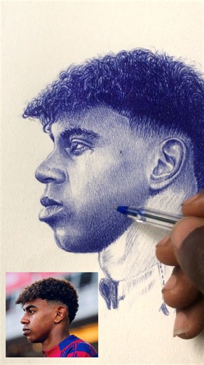 Drawing of Lamine Yamal, pen sketch of Lamine Yamal from Spain football club. | IKORM CREATIVE HANDS