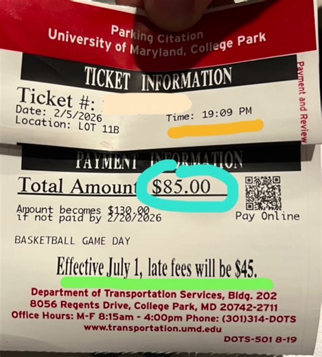 Frustrating Ticket Experience at University of Maryland