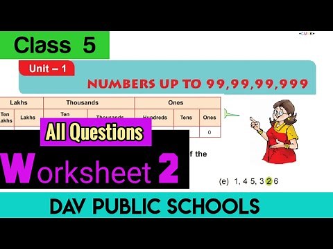 DAV class 5 maths chapter 1 worksheet 2 - all questions solved