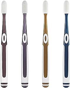 TEONEI Silicone Toothbrush Bristles - Extra Soft Toothbrush for Sensitive Teeth, 4 Pack (Color Random)