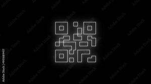 Neon line QR code animated lineal symbol icon. Scanning QR code symbol.
