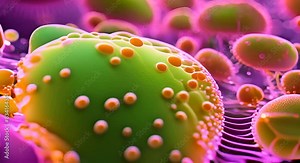 Abstract bacteria of various shapes and colors in research. Microbiology Concept