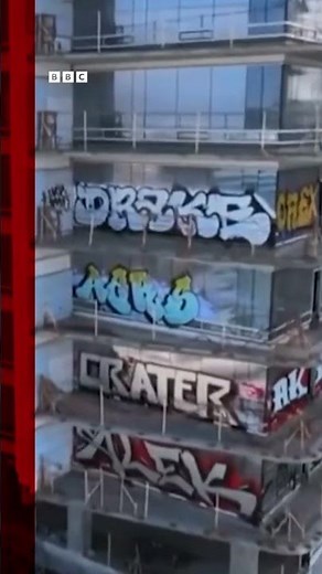 Luxury high-rise flats in LA covered in graffiti. #Shorts #LosAngeles #BBCNews