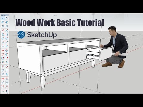 Wood TV Stand Cabinet 3D Modeling Basic in Google SketchUp | 0.4m × 1.5m | Beginner Guide