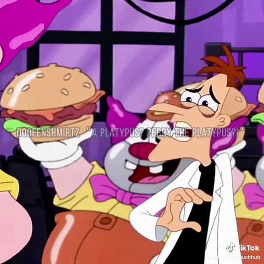 I love how the implication in these scenes is that Doofenschmirtz encounters a lot of fully functional, bipedal platypuses that have just integrated themselves into society but Perry is the only one that wears a hat and that's how he recognises him. #phineasandferb #perrytheplatypus #doofenshmirtz #fyp #usa