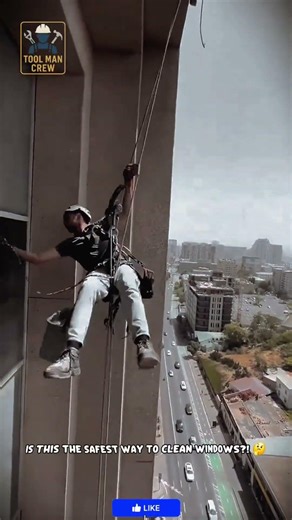 Safe & Professional Rope Access System for Window Cleaning and Building Maintenance in High-Rise