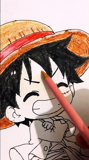 Luffy Drawing with Colored Pencils | One Piece Anime Art