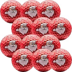 Santa Imprint Novelty Golf Balls 12-Pack:• Tee Off with Festive Santa Claus Cheer!