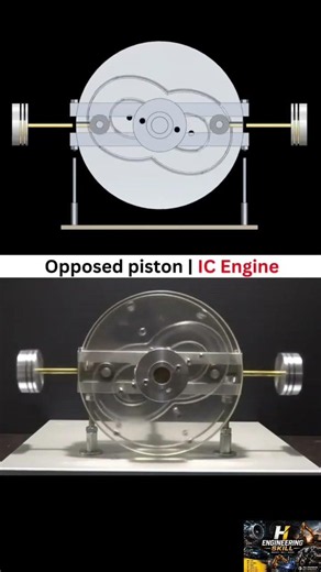 Opposed Piston IC Engine Mechanism Explained 🔥#shorts