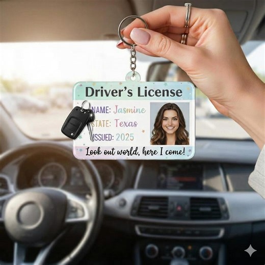 Personalized Photo Driver License Keychain, New Driver Gift - Etsy