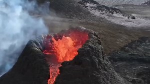 Drone video shows bubbling lava inside Iceland's fiery volcano