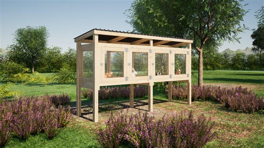 Outdoor Rabbit Hutch Plans 4 Cages 12x3 Ft - PDF Instructions Digital Download - Etsy