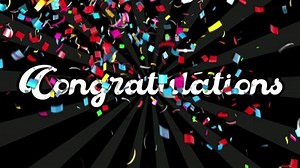 animation of congratulations text with confetti effect.