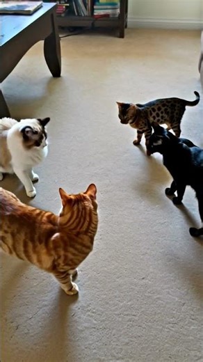 One of them is different... Orange cat is always the leader