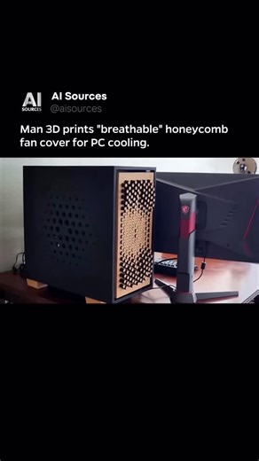 AI | Technology on Instagram: "This 3D-printed fan cover for 120mm PC fans combines a honeycomb structure with Kakashi’s Sharingan design from anime. The honeycomb pattern maximizes airflow and dust protection while maintaining efficient cooling performance. The grill requires no support structures during printing and fits all standard 120mm fans. It offers both functional benefits—optimized ventilation and dust filtration—and visual appeal for PC enthusiasts looking to customize their builds. M