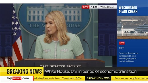 62K views · 590 reactions | 'Can the White House reassure Americans that there's not going to be a Recession?' White House Press Secretary, Karoline Leavitt describes the current US economic climate as "a snapshot of a moment of time" Live updates ➡️ https://trib.al/s4N56i5  Sky 501 and YouTube | Sky News | Facebook