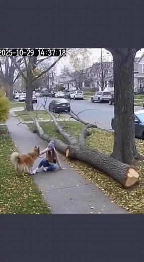 Dog Saves Owner from Falling Tree Branch — Caught on Security Camera 🐶🌳