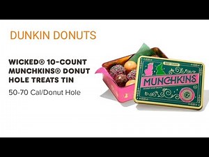 Dunkin Donuts New WICKED 10- COUNT MUNCHKIN DONUT HOLE TREATS TIN BOX