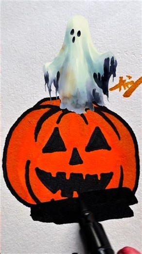 Satisfying Halloween Painting ❤️🎯 Easy Art Trick | Ani Tiny Arts #shorts