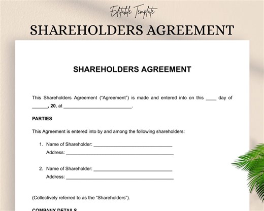 Shareholders Agreement Template – Company Ownership Shareholder Rights (PDF & DOC) - Etsy UK