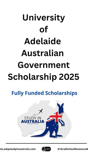 Apply Now! The University of Adelaide Australian Government Scholarship 2025 is OPEN - Fully Funded - $52,352/year stipend - Deadline: June 5, 2025 Don't miss this opportunity! More info & how to apply https://www.askpstudyinaustralia.com/2025/02/University-of-Adelaide-Australian-Government-Scholarship-2025.html #Scholarships #StudyInAustralia #askpstudyinaustralia | Askpstudyinaustralia