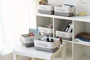 Canvas Storage Baskets [6-Pack] Small Fabric Storage Bins Toy Storage Baskets Empty Gift Baskets Shelf Baskets Decorative Basket with Rope Handles for Home Office 4