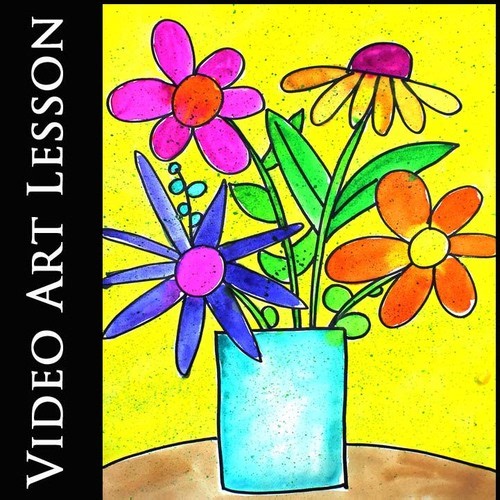 SPRING FLOWERS Art Lesson | Drawing & Watercolor Painting Activity & Project