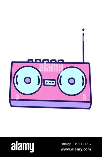 vibrating motion animation of cute cartoon of a stereo Stock Video Footage - Alamy