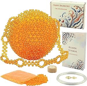 Arts and Crafts for Adults: Craft Supplies for Weaving Beaded Cute Things. DIY Kits for Adults - Hobbies for Women, Teen Gifts. Bead Kit Art Supplies. Step-by-Step Video Tutorial. Orange