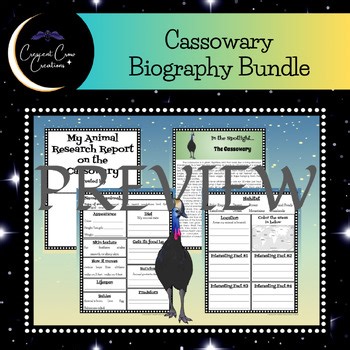 Cassowary Animal Bio | Color Sheet, Fact Sheet, and Graphic Organizers