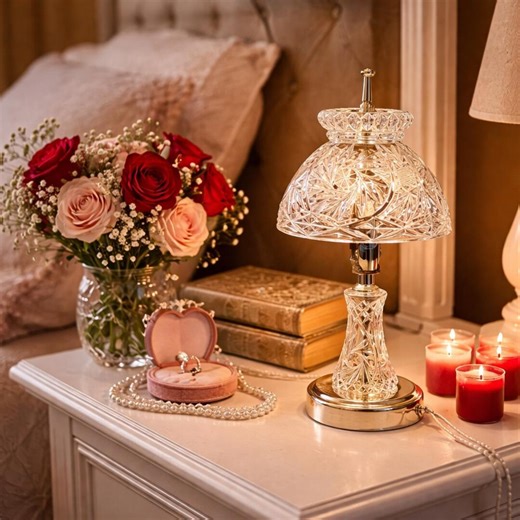 Vintage Crystal Cut Glass Accent Lamp Elegant Classic Table Light Vanity, Bedroom, Cottagecore Decor - Etsy