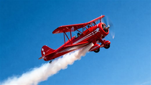 Classic Stearman aircraft showcases precision flying