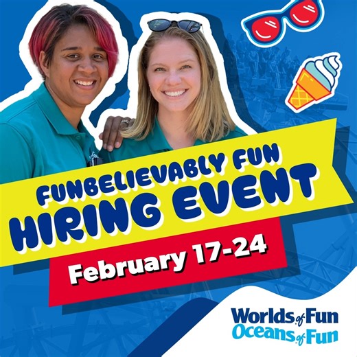 🤩 Want to be a part of our team? Join us for our HIRING WEEK taking place February 17th-24th! 📱 Apply online & get hired the same day! Learn more: https://bit.ly/48iV1Av | Worlds of Fun