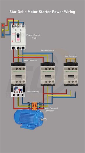 Star Delta Power wiring ⚡ connection video #youtube #stardeltaconnection #industrial #vairalvideo