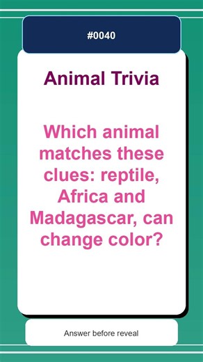 Animal Trivia Quiz #0040 | Which animal matches these clues: reptile, Africa and M...