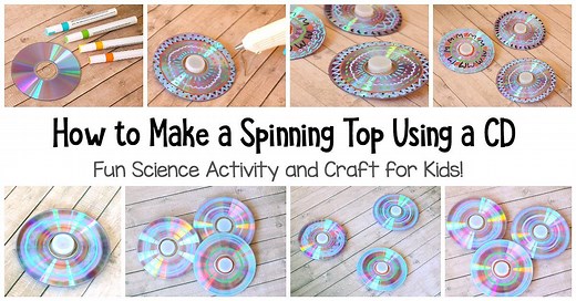 Awesome Science Activity for Kids: Make a CD spinning top!