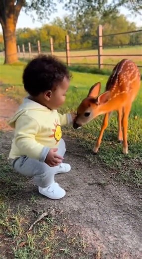 Adorable Baby Deer Plays With Human Baby — Cuteness Overload! 🦌❤️