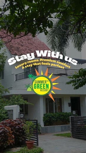 Summer Green Resort Hyderabad on Instagram: "Stay with us 🌿✨ Luxury rooms, premium comfort, and a stay that feels just right at Summer Green Resort. [Summer Green Resort, luxury rooms Hyderabad, premium stay Hyderabad, resort accommodation, family friendly resort, weekend getaway Hyderabad, staycation Hyderabad, nature resort Hyderabad]"