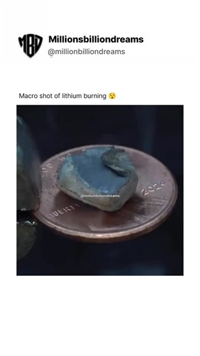 Millionsbilliondreams | Rajesh Prasad on Instagram: "When lithium burns, its atoms react rapidly with oxygen in the air, forming lithium oxide and releasing intense heat.🔥 Because lithium is an alkali metal with a single valence electron, it reacts extremely easily, which is why it ignites with a bright crimson-red flame. During combustion, lithium atoms lose electrons, oxygen gains them, and the energy released shows up as both heat and that signature red color — caused by excited lithium elec