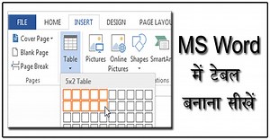 Ms Word में टेबल कैसे बनायें - How to insert table in Ms word