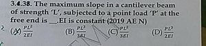 3.4.38. The maximum slope in a cantilever beam of strength ' L ... | Filo