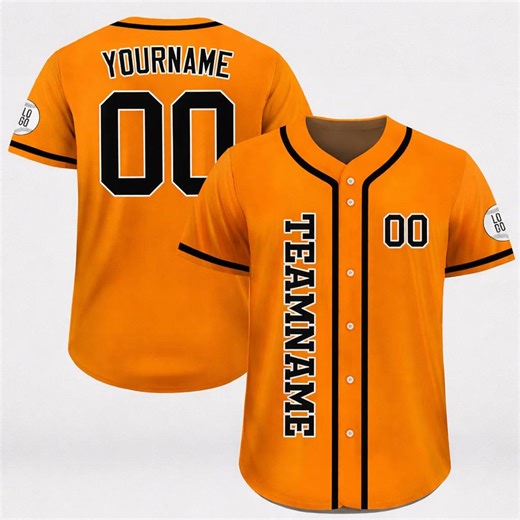 Custom Baseball Jersey, Personalized Team Name Number, Orange White Black Fan Apparel - Etsy