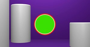 Download 3D animation of green screen circle frames with cylinders theme, camera moving backwards for free