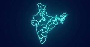 Neon Outline Map of India with States and Glow Effect