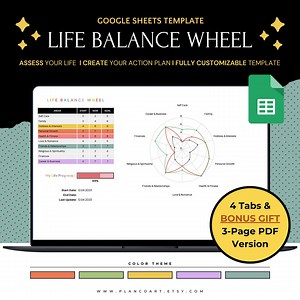 Editable Life Balance Wheel Google Sheets Template, Wheel of Life Workbook, Google Sheets Coaching Template, Wellness Tracker Customizable - Etsy