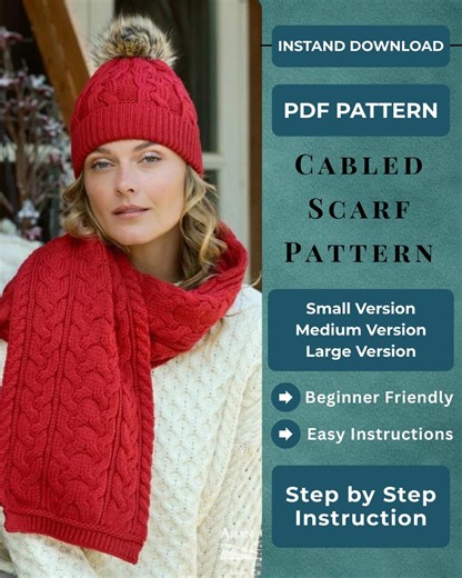 Cabled Scarf Crochet Pattern PDF Chunky Cable Scarf Pattern Easy Winter Womens Scarf Tutorial - Etsy
