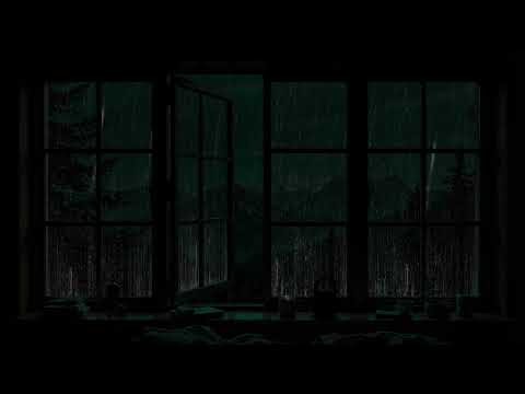 Night Rain Pouring Outside the Bedroom Window | Peaceful Cozy Ambience for Focus
