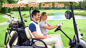 12000mAh Golf Cart Fan Rechargeable Magnetic Base, Battery Operated Fan Portable with 3 Speeds, LED, Timers, Strap, Hook - Golf Cart Accessories Suitable for Club Car Camping Office Cruise Ship