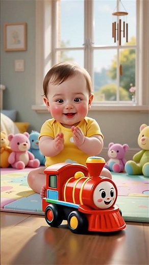 “Baby Meets Magic Bouncy Train 🚂✨ | Cute 3D Animation”